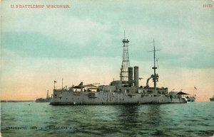 Postcard US Battleship Wisconsin Battleship BB 64 Iowa Class
