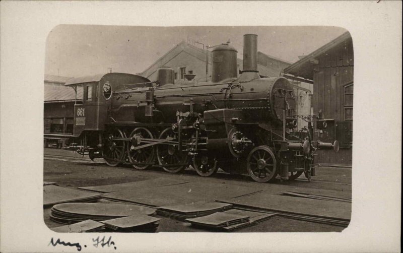 RR Train Engine Usztaly #661 c1910 Real Photo Postcard - Hungary?