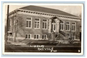 c1910's View Of Library Building Rockville Indiana IN RPPC Photo Posted Postcard 