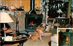 ME Maine  PORTLAND STOVE FOUNDARY~FRANLIN STOVE Advertising  DOG~XMAS  Postcard