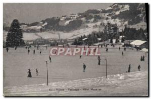 Old Postcard of Sports & # 39hiver Skating Villars Hotel Muveran