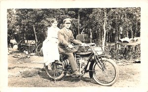 Indian Motorcycle Out For A Ride note mail boxes, Real Photo Postcard