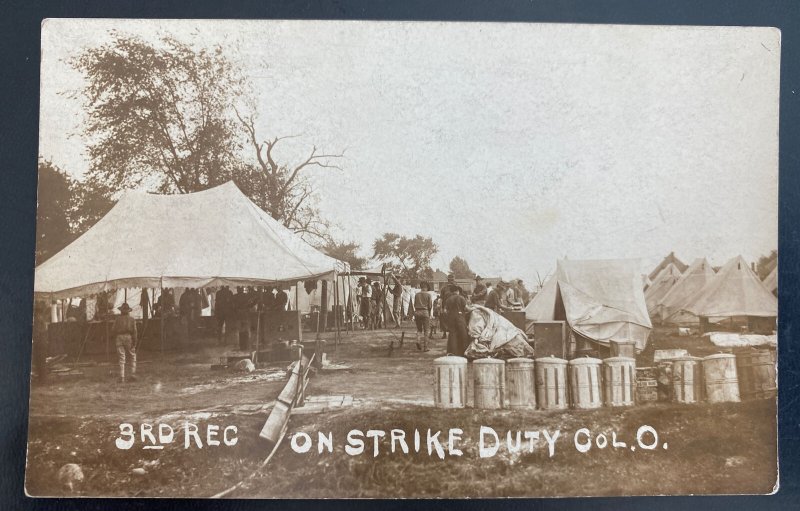 Mint USA RPPC Real Picture Postcard Labor Strike On Duty Columbus Ohio 