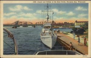 Sturgeon Bay WI Naval Ship 5C432 Linen Postcard