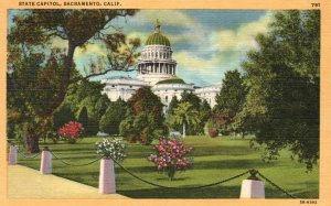 Sacramento CA-California, State Capitol Building Park Vintage Postcard