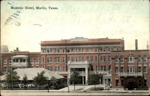 Marlin Texas TX Majestic Hotel 1900s-20s Vintage Postcard