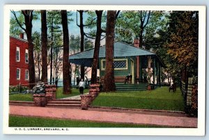 Brevard North Carolina Postcard UDC Library Building Exterior Trees 1920 Vintage