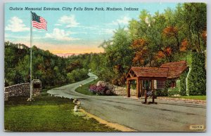 Indiana~Guthrie Memorial Entrance @ Clifty Falls State Park~PM 1955~Linen PC