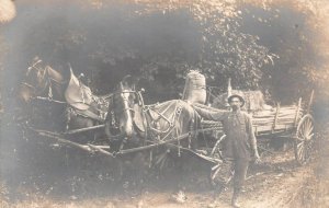 RPPC HORSE & CARRIAGE FARMING HAY CHICKENS WEST VIRGINIA REAL PHOTO POSTCARD