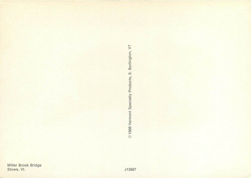 Millerbrook Bridge Stowe  Vermont VT Postcard