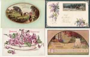 BIRTHDAY GREETINGS   4 embossed postcards