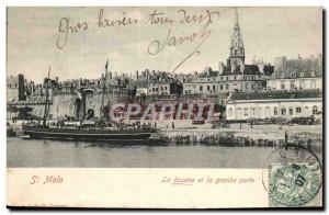 Old Postcard Customs St Malo Customs and the front door Boat