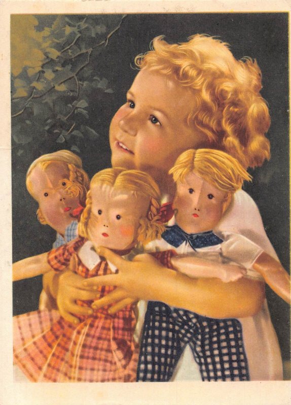 L503 Children, girls lot of 5 vintage postcards