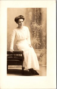 Kellogg Real Photo Postcard Portrait of a Woman in Photo Studio Cuba New York