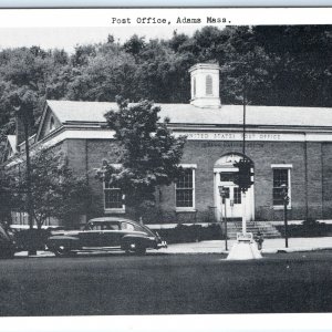 c1940s Adams, MA Post Office Fairbanks Postcard USPS Litho Photo Pittsfield A116