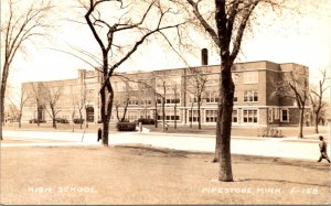 Real Photo Postcard High School in Pipestone, Minnesota