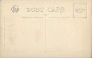 Christmas - Santa Claus Watching Little Boy Write Letter c1915 Postcard