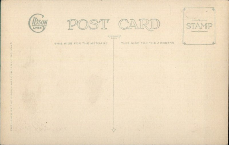 Christmas - Santa Claus Watching Little Boy Write Letter c1915 Postcard