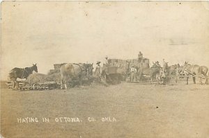 OK, Ottawa County, Oklahoma, RPPC, Farming Scene, Farmer Haying