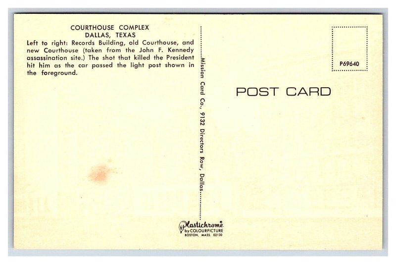 Courthouse Complex Dallas Texas Postcard John F. Kennedy Assassination Site