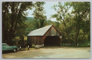 Bridge~Old Covered Bridge @ Woodstock Vermont~Vintage Postcard