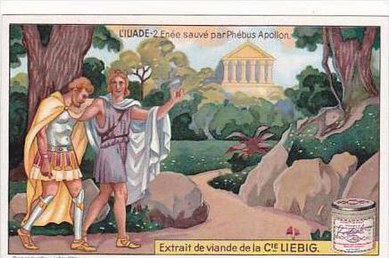Liebig Trade Card S1196 The Iliad No 2 Enee sauve par Phebus Apollon