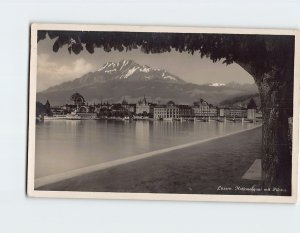 Postcard Nationalquai mit Pilatus Lucerne Switzerland