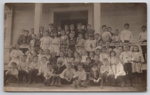 Hinsdale MA RPPC Center School Children Colbert Family Concord NH Postcard T21