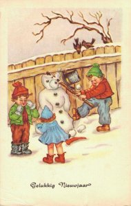 Christmas Lot - 10 Snowman Postcards Happy New Year L1