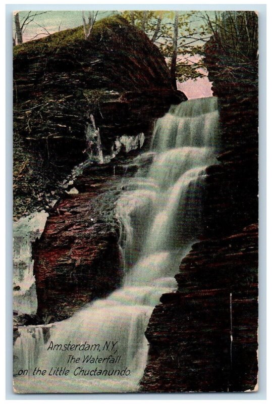 c1910's Amsterdam NY, The Waterfall On The Little Chuctanundo Antique Postcard