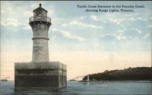 Panama Canal Pacific Coast Entrance Lighthouse c1910 Postcard