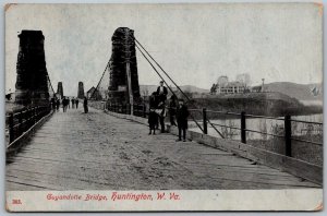 Huntington West Virginia c1907 Postcard Guyandotte Bridge People Standing