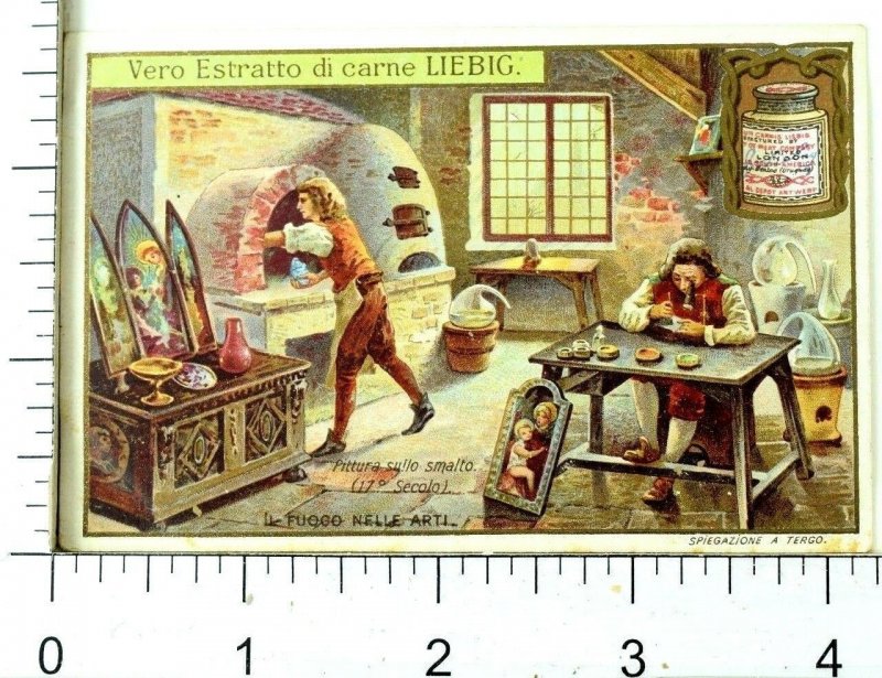 1880's Fire In the Arts Scenes Lovely Liebig Victorian 6 Trade Card Set K40