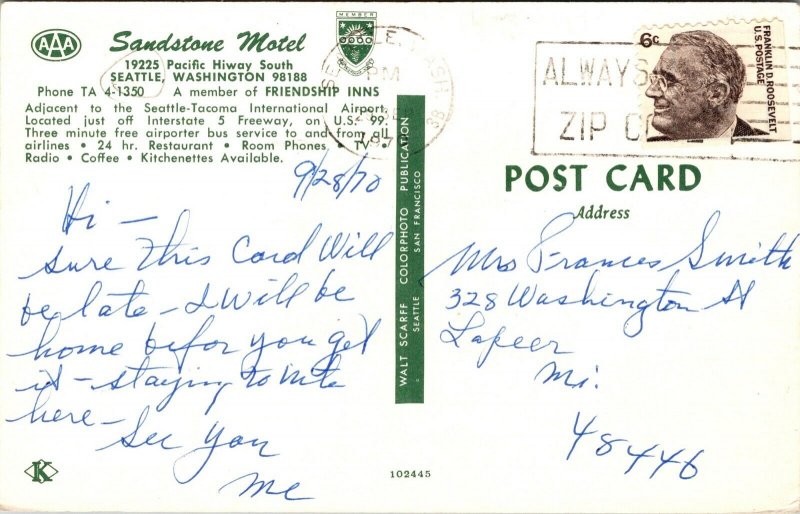 Postcard Sandstone Motel in Seattle, Washington