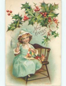 Pre-Linen christmas CUTE GIRL SEWING QUILTED PATTERN k1396