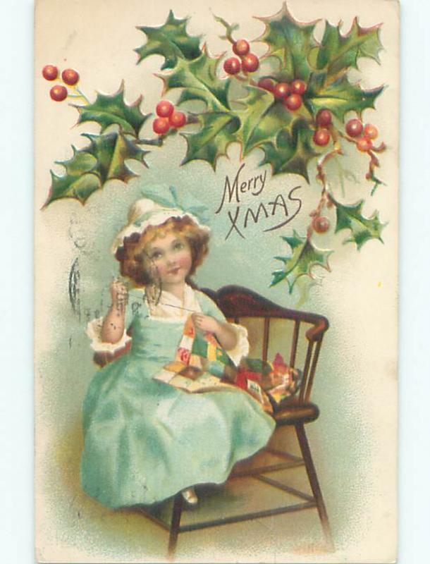 Pre-Linen christmas CUTE GIRL SEWING QUILTED PATTERN k1396