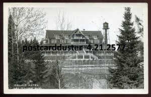 h281 - LAC MASSON Quebec 1940s Manoia Hotel Water Tower. Real Photo Postcard