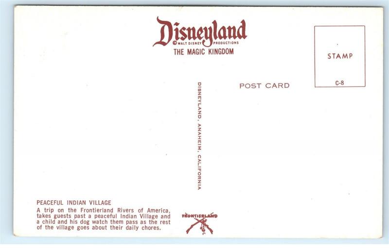 Disneyland Postcard C-8 Peaceful Indian Village Frontierland Rivers America D53