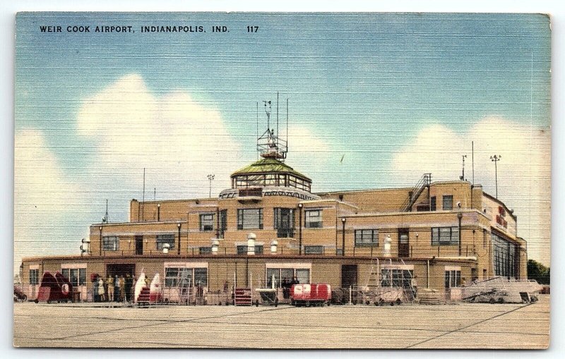 1930s INDIANAPOLIS INDIANA WEIR COOK AIRPORT UNPOSTED LINEN POSTCARD P372