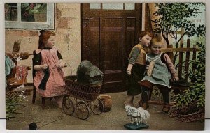 Children Playing Carriage Pull Toy Horse Redheads Ginger 1907 Pa Postcard E8