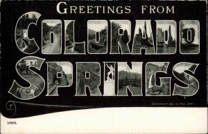 Colorado Springs Colorado CO Large Letter Greeting 1900s-10s Postcard