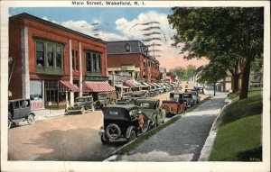 Wakefield Rhode Island RI Main Street Classic Cars Vintage Postcard