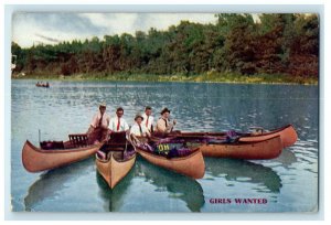 1911 Girls Wanted Boys Canoeing Pipe Saint Joseph Michigan MI Antique Postcard