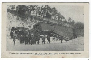 St. Joseph, Michigan, Postcard View of Wreck of Pere Marquette Passenger No. 1