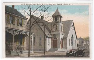 M E Church Penn & Harmony Street Car Penn Grove New Jersey 1920c postcard
