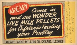 Chicago Illinois IL Arcady Farms Milling Co Life Milk Pellets Ad Vintage PC
