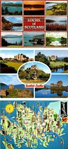 3~4X6 Chrome Postcards  LOCHS OF SCOTLAND & SCOTTISH CASTLES & MAP CARD~Cities