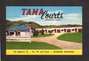 MT Tana Courts Motel Hwy 10 Bozeman Montana Vintage Postcard