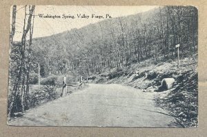 VINT. UNUSED .01 POSTCARD - WASHINGTON SPRING, VALLEY FORGE, PA. WRITING ON BACK