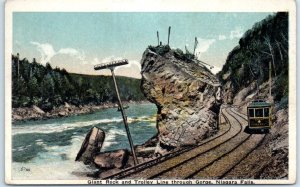 Postcard - Giant Rock and Trolley Line through Gorge - Niagara Falls, New York